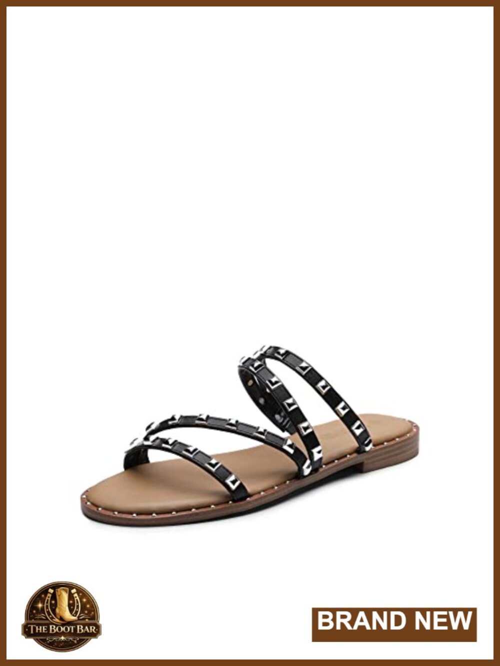 Women's Studded Slide Sandals Memory Foam TPR Sole Gladiator Style